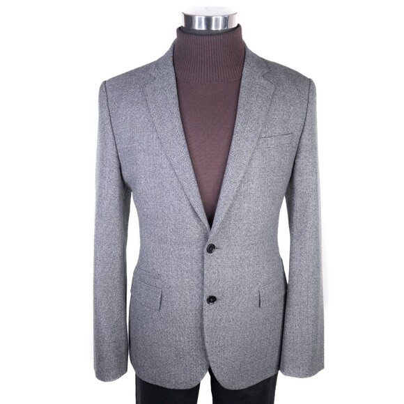 Express Photographer Blazer Sport Coat Mens 40R Fitted Plaid 2 Button Wool Blend - Picture 2 of 14